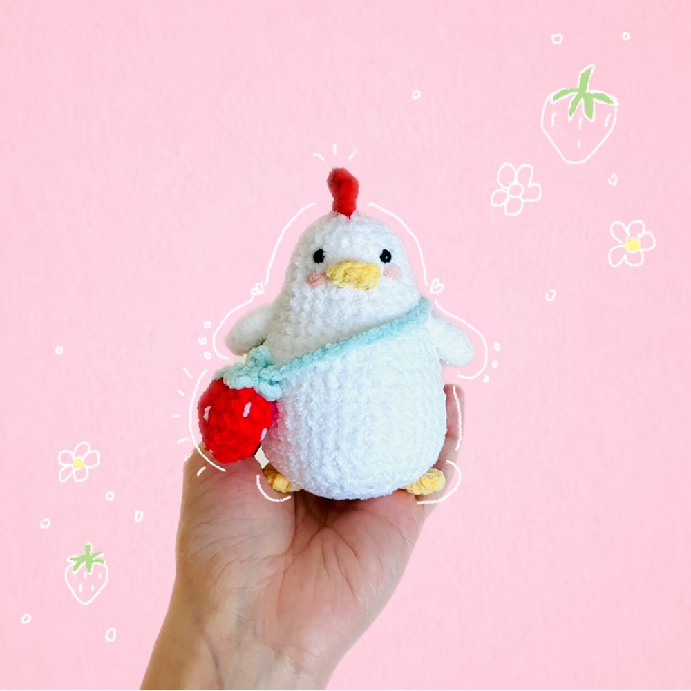 Strawberry Chicken Little Crochet Plushie Toy